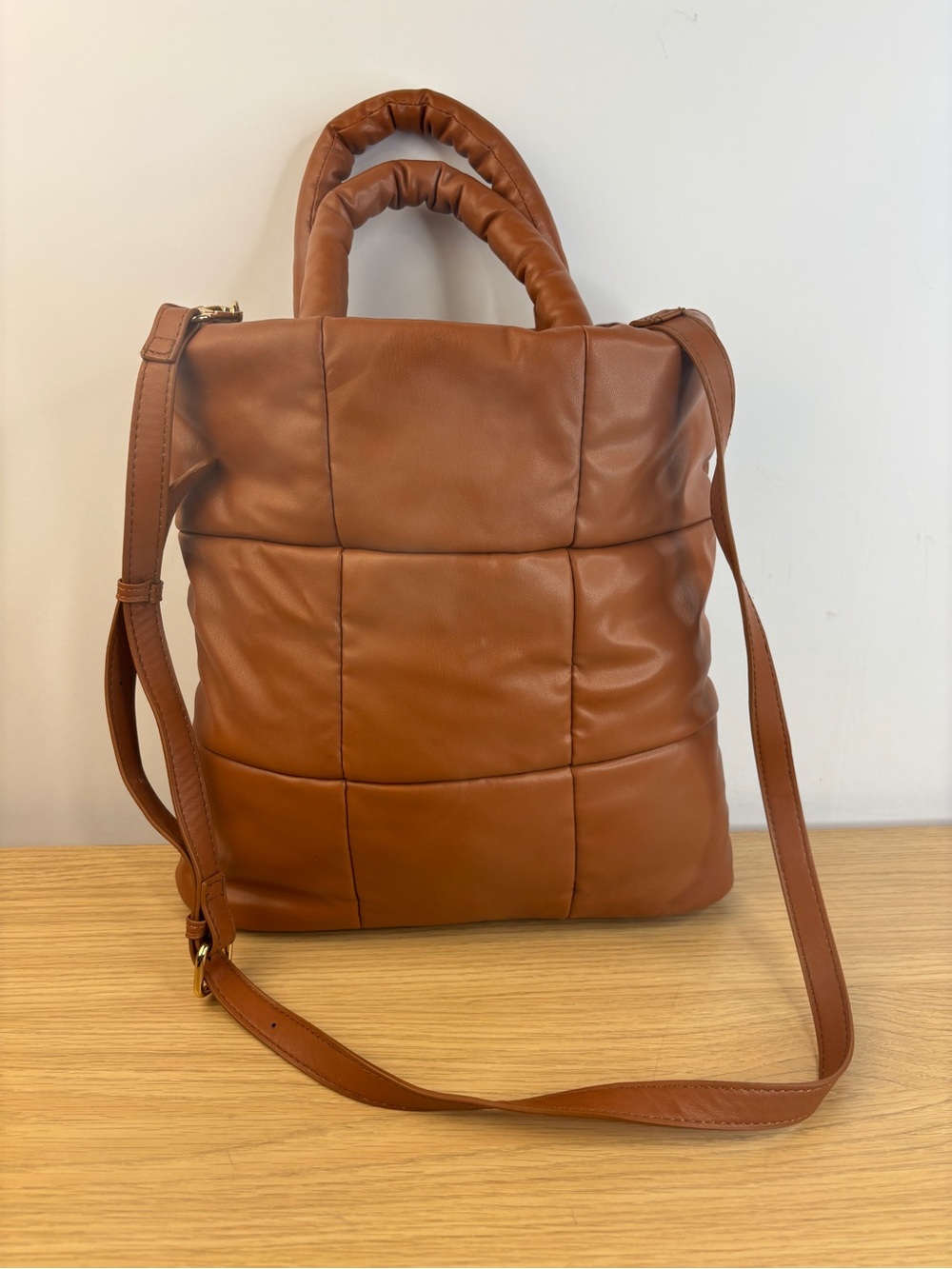 Aqua Brand Rust Brown Puffer Crossbody Tote